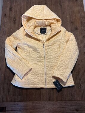 NEW KATE SPADE Quilted Hooded Jacket in Light Yellow - Small